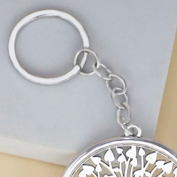Hollow Out Tree of Life Round Charm Keychain Silver Plated Keyring Gift Bohemian - Picture 3 of 6